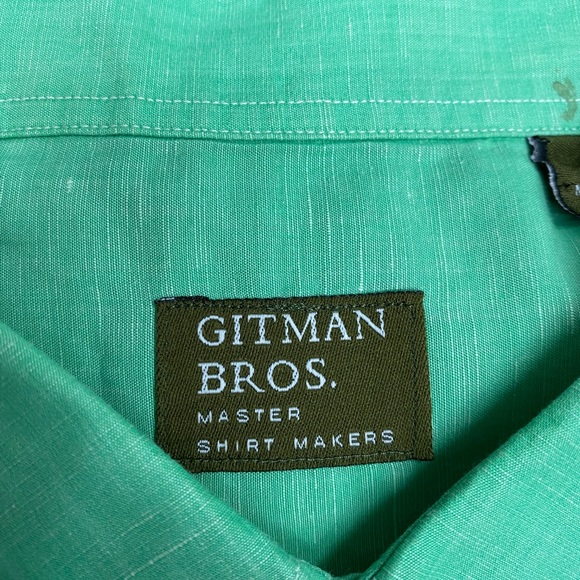 Gitman Bros. Solid Green Linen Shirt XL - Picture 3 of 5